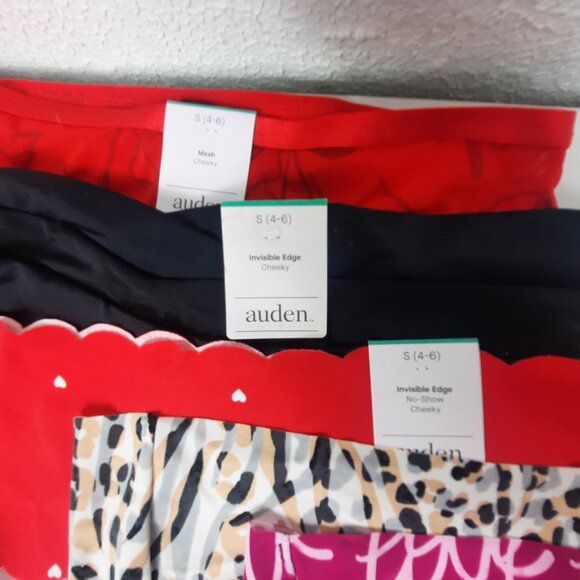 Set of 5 Small Auden Panties Black Red Pink Animal Print Cheekies Invisible Edge - Picture 2 of 4